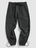 Pantalon Cargo à Imprimé Lettre à Jambe Large à Pieds Etroits Xl Noir