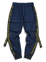 Pantalon Cargo à Imprimé Lettre avec Sangle Vêtement Technique 2xl Bleu foncé toile de jean