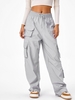 Pantalon Cargo à Jambe Large à Cordon S Gris clair