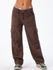 Pantalon Cargo à Jambe Large avec Poche M Café