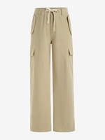 Pantalon Cargo à Jambes Larges avec Cordon de Serrage et Fermeture Éclair M Café lumière