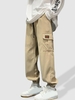 Pantalon Cargo à Plusieurs Poches Design à Pieds de Poutre L Café lumière