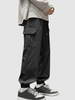 Pantalon Cargo à Plusieurs Poches Design à Pieds de Poutre L Noir
