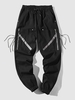 Pantalon Cargo à Rayure et Réfléchissant Design Zippé avec Multi-Poches Xl Nuit