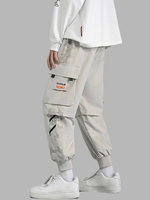 Pantalon Cargo 3D à Pieds de Poutre avec Poche à Cordon M Gris clair