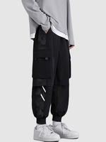 Pantalon Cargo 3D à Pieds de Poutre avec Poche à Cordon Xs Noir