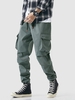 Pantalon Cargo 3D Poche Design à Cordon à Label Streetwear S Gris foncé