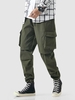 Pantalon Cargo 3D Poche Design à Cordon à Label Streetwear S Vert profond