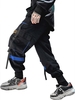 Pantalon Cargo Applique Contrasté Détaillé à Cordon Vêtement Technique Streetwear L Bleu