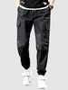 Pantalon Cargo avec Multi-Poches à Pieds Poutres S Noir