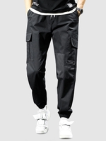 Pantalon Cargo avec Multi-Poches à Pieds Poutres S Noir