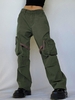Pantalon Cargo avec Poches à Rabat Haute Basse Esthétique Y2K S Vert profond