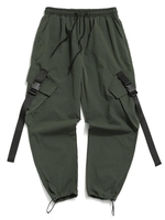 Pantalon Cargo Bouclé à Bretelle avec Multi-Poches Vêtement Technique Xs Vert jungle
