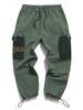 Pantalon Cargo Bouclé Contrasté à Imprimé Lettre avec Poches à Cordon Xs Turquoise grisâtre