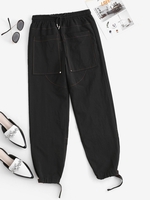 Pantalon Cargo Bouclé Cousu à Cordon M Noir