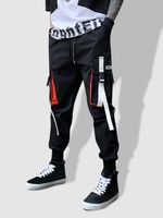 Pantalon Cargo Bouclé Embelli de Lettre Patch Vêtement Technique M Noir
