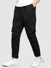 Pantalon Cargo Bouclé Plissé à Cordon L Noir