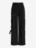 Pantalon Cargo Bouclé Taille Haute à Jambe Large Style Streetwear S Noir