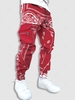 Pantalon Cargo Cachemire Imprimé Contrasté Streetwear Esthétique Y2K Xl Rouge