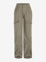 Pantalon Cargo Chiné à Taille Basse avec Poches L Café