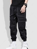 Pantalon Cargo Cousu en Couleur Unie avec Multi-Poches Vêtement de Rue S Noir
