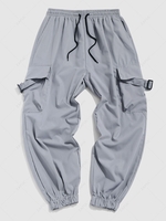 Pantalon Cargo de Couleur Unie à Plusieurs Poches Streetwear Xl Nuage gris