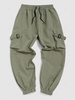 Pantalon Cargo de Couleur Unie à Plusieurs Poches Streetwear Xl Vert clair