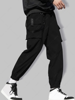 Pantalon Cargo de Jogging à Bretelle Design en Couleur Unie de Streetwear Xxl Noir