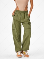 Pantalon Cargo de Jogging avec Poche à Rabat L Vert