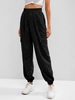 Pantalon Cargo de Jogging avec Poche à Rabat Pour Femme M Noir