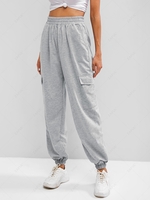 Pantalon Cargo de Jogging avec Poche à Rabat Pour Femme S Gris clair