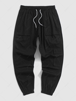 Pantalon Cargo de Jogging Contrasté avec Poches à Cordon L Noir