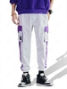 Pantalon Cargo de Jogging Décontracté en Couleur Jointive avec Poche M Blanc