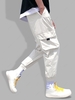Pantalon Cargo de Jogging en Couleur Unie avec Multi-Poches à Cordon L Blanc