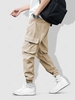 Pantalon Cargo de Jogging en Couleur Unie avec Multi-Poches à Cordon L Café lumière