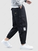 Pantalon Cargo de Jogging en Couleur Unie avec Multi-Poches Design M Noir