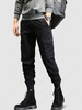 Pantalon Cargo de Jogging en Couleur Unie avec Multi-poches Streetwear Xl Noir
