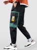 Pantalon Cargo de Jogging Label Design en Couleur Jointive M Vert