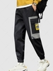 Pantalon Cargo de Jogging Label Design en Couleur Jointive S Gris clair