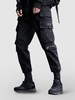 Pantalon Cargo de Jogging Zippé avec Multi-Poches Design M Noir