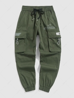 Pantalon Cargo de Neuf Minutes à Imprimé Lettre Brillante M Vert armée