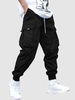 Pantalon Cargo de Sport avec Poche à Rabat et Cordon de Serrage Techwear Xl Noir
