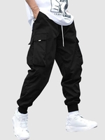 Pantalon Cargo de Sport avec Poche à Rabat et Cordon de Serrage Techwear Xl Noir