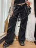 Pantalon Cargo Droit à Chaîne Détaillée M Noir