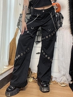 Pantalon Cargo Droit à Chaîne Détaillée S Noir
