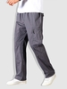 Pantalon Cargo Droit à Taille Elastique en Couleur Unie Surpiqûres L Gris