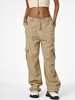 Pantalon Cargo Droit en Couleur Unie avec Poches L Café lumière