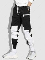 Pantalon Cargo en Blocs de Couleurs à Pieds Etroits avec Poche à Rabat Xl Noir
