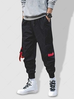 Pantalon Cargo en Blocs de Couleurs à Pieds Etroits Vêtement de Technique M Noir