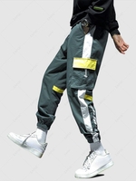 Pantalon Cargo en Blocs de Couleurs 3D à Pieds Etroits avec Poche à Rabat L Jaune